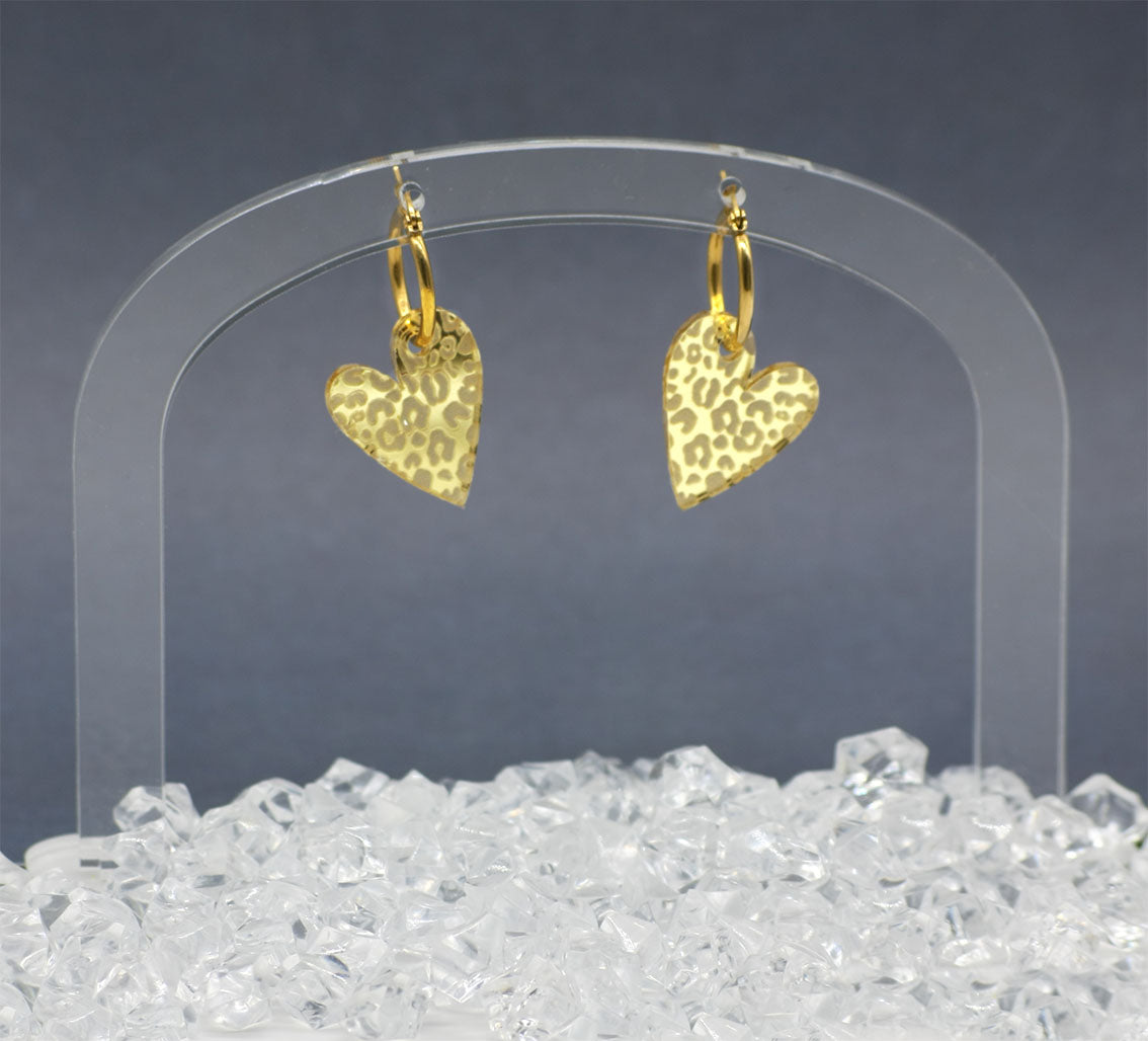 Pendientes Corazón Animal Print Dorado