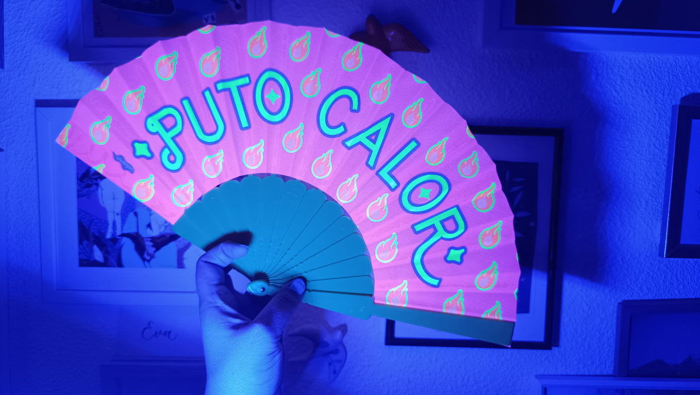 Abanico Ilustrado "P*to Calor" – Edición Neón (Brilla en la disco)
