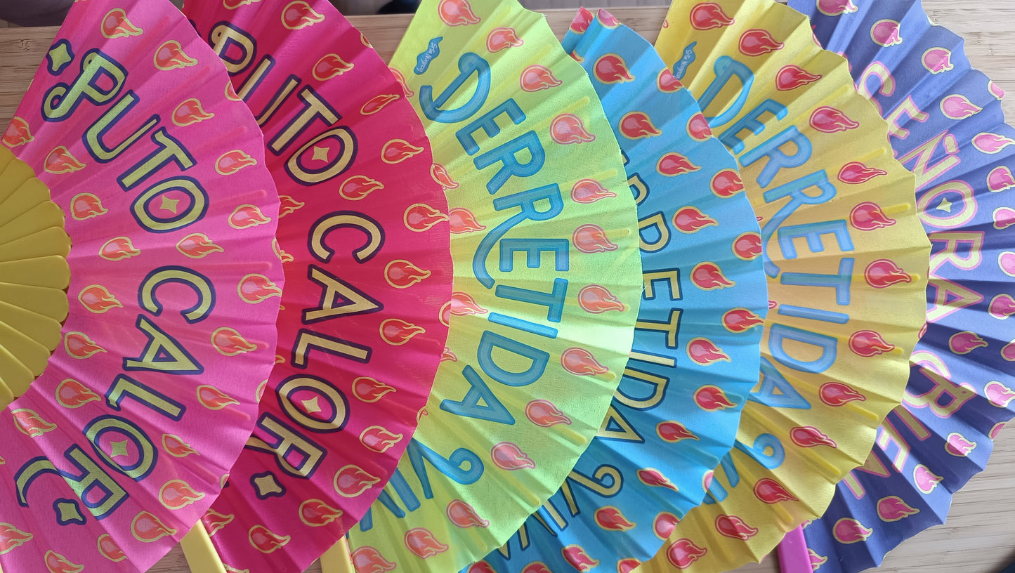 Abanico Ilustrado "P*to Calor" – Color Rosa y Amarillo