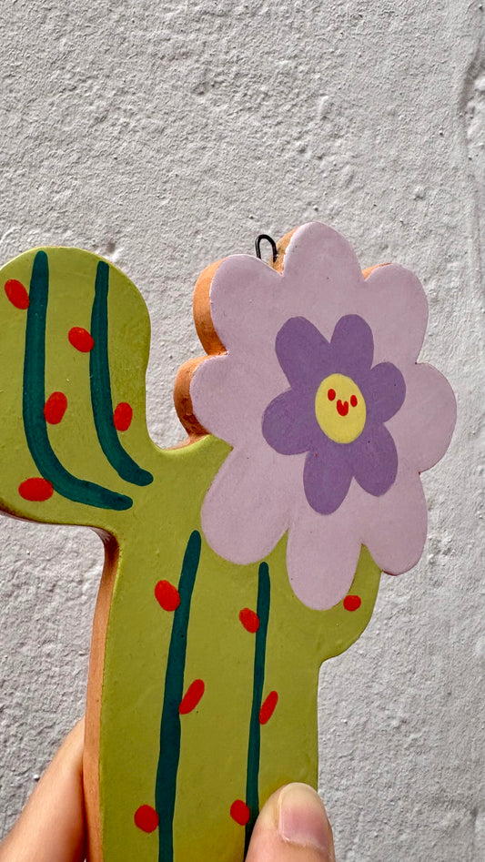 Cactus con Flor - Cerámica Mural