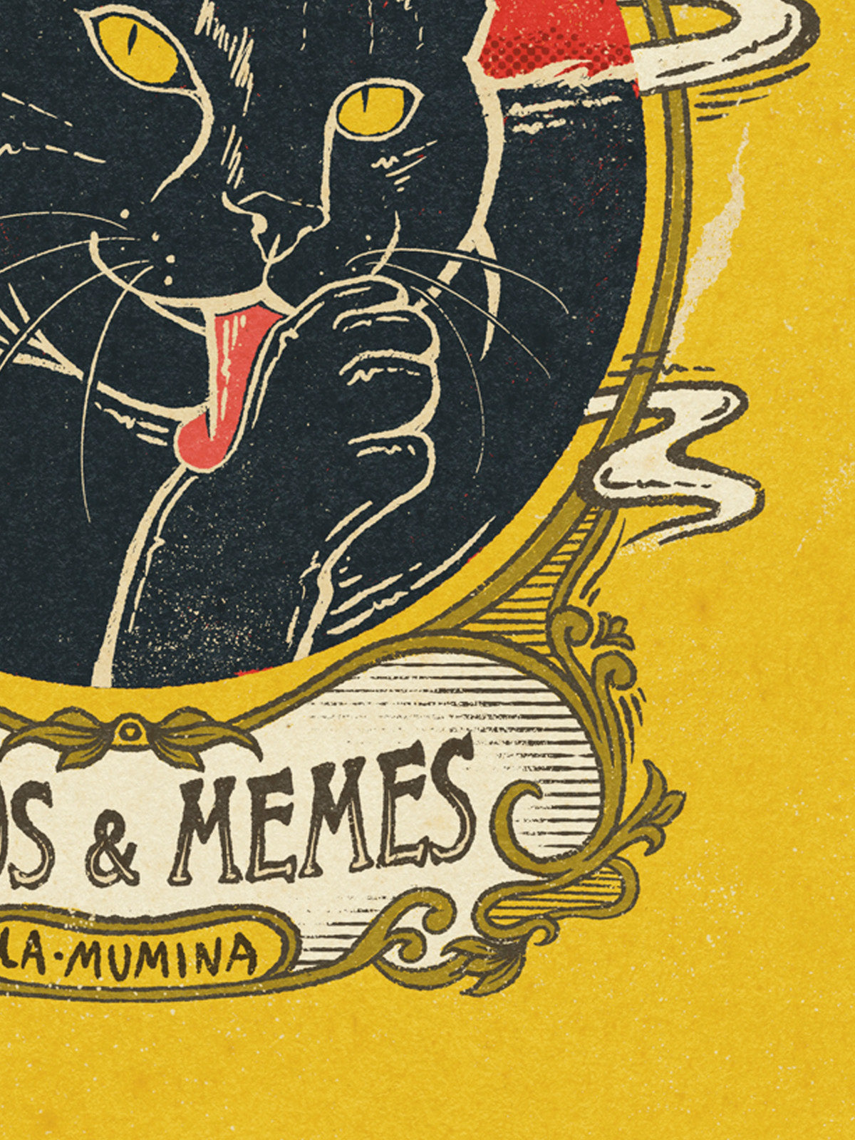 Lámina "Mimos y Memes" - Gato Negro Humor Vintage