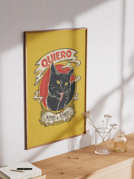 Lámina "Mimos y Memes" - Gato Negro Humor Vintage