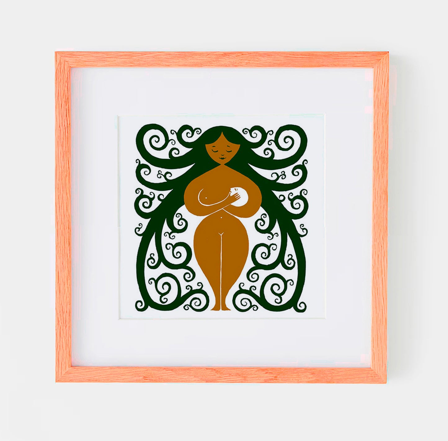 PRINT 30x30 Mujer con Pelo Vegetal con su Bebé