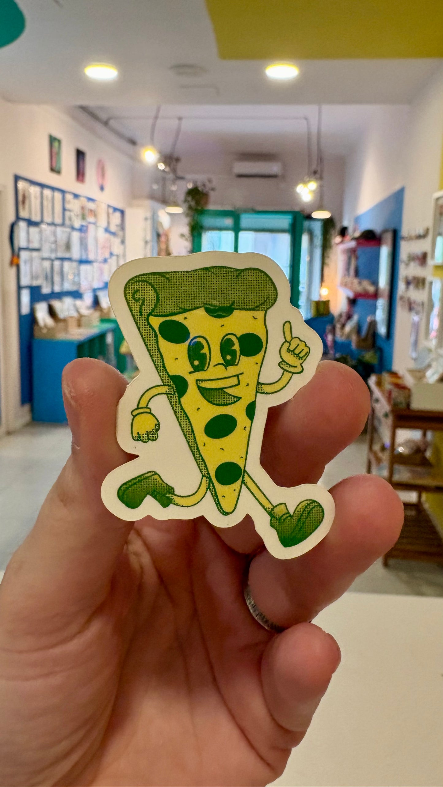 Sticker / Pegatina Pizza sonriendo en verde