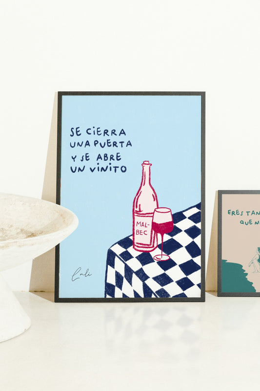 Print Se Cierra Una Puerta Se Abre Un Vinito · Ilustración Lali