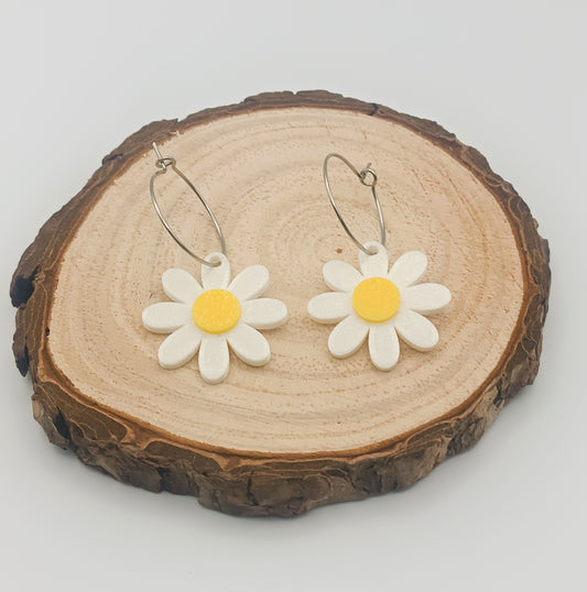 Pendientes Margarita - Aros de Acero Inoxidable y Material Eco