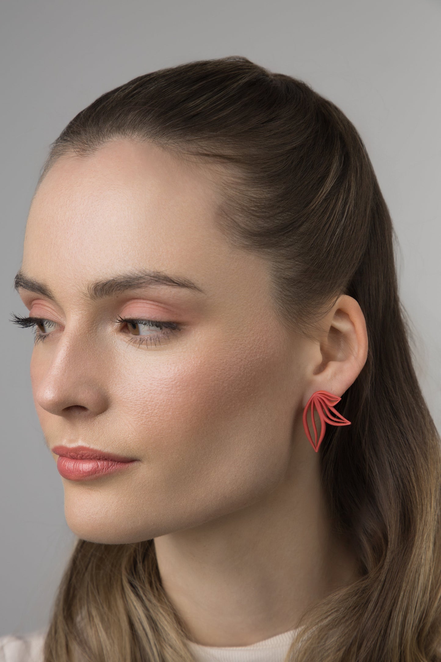 Pendientes Hojas M 3D - Joyería Impresa 3D Coral Medianos