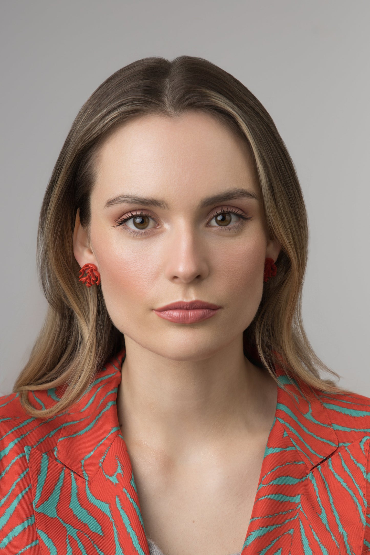 Pendientes Coral M 3D - Joyería Impresa 3D Rojos Medianos