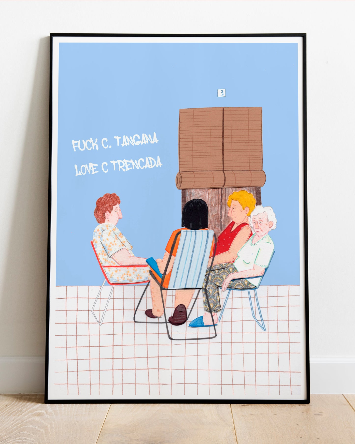 Ilustración A4 impresa en papel texturado de alta calidad. Obra de artista local con diseño gráfico y tipográfico único. Decoración original y regalo artístico.