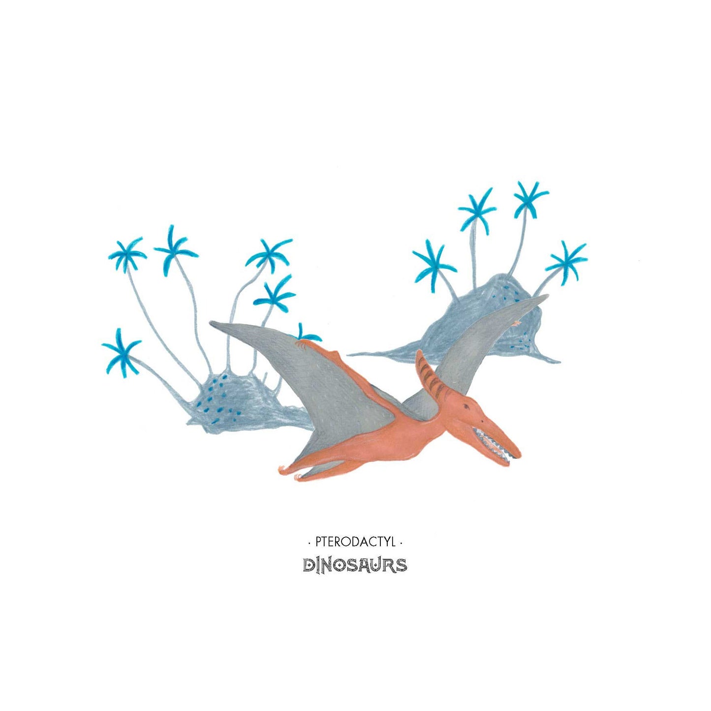 Lámina Pterodactyl – Ilustración de dinosaurio A5