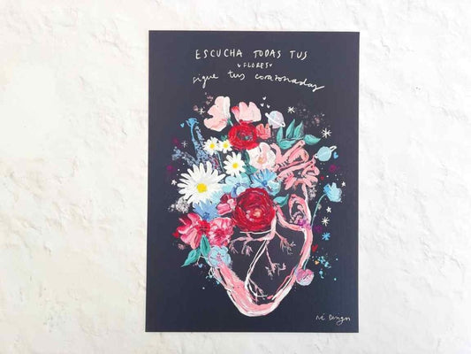 Lámina decorativa "escucha todas tus flores, sigue tu corazonada"