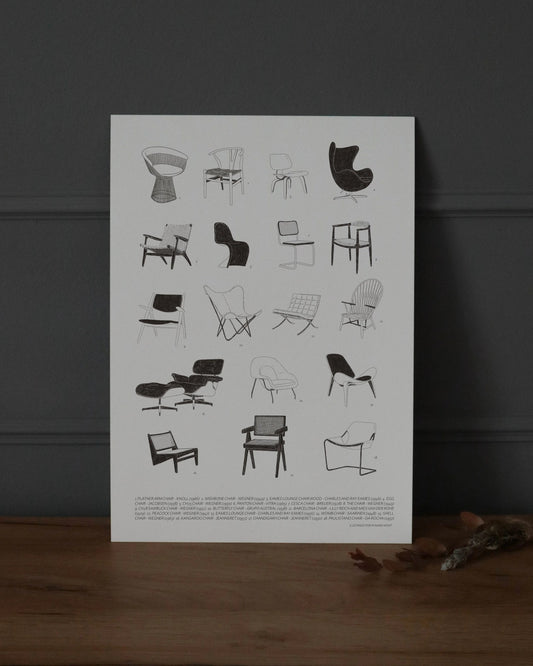 Print A4 Sillas Mid Century – Ilustración