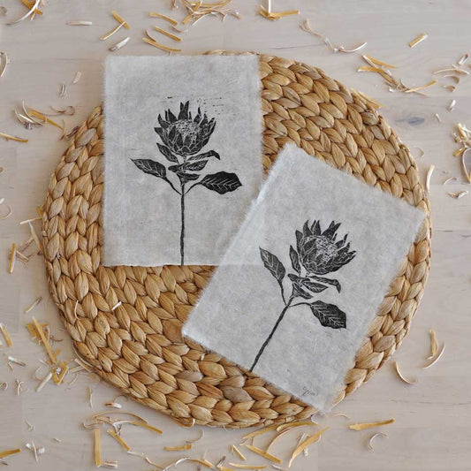 Xilografía original Botánica – Protea Flower 15x21 cm