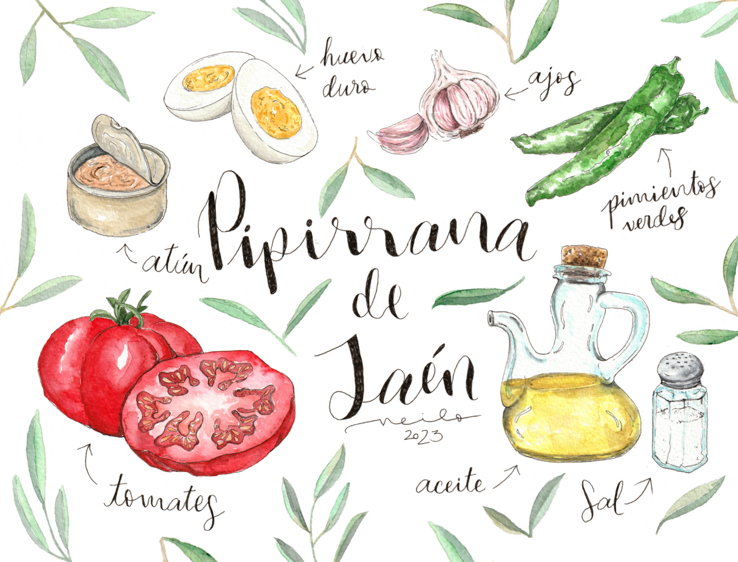 Lámina Pipirrana de Jaén - 18x24