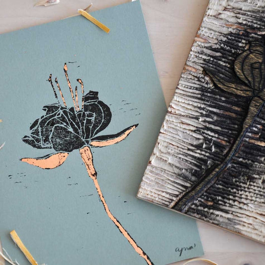 Xilografía A5 Silvestre-flores