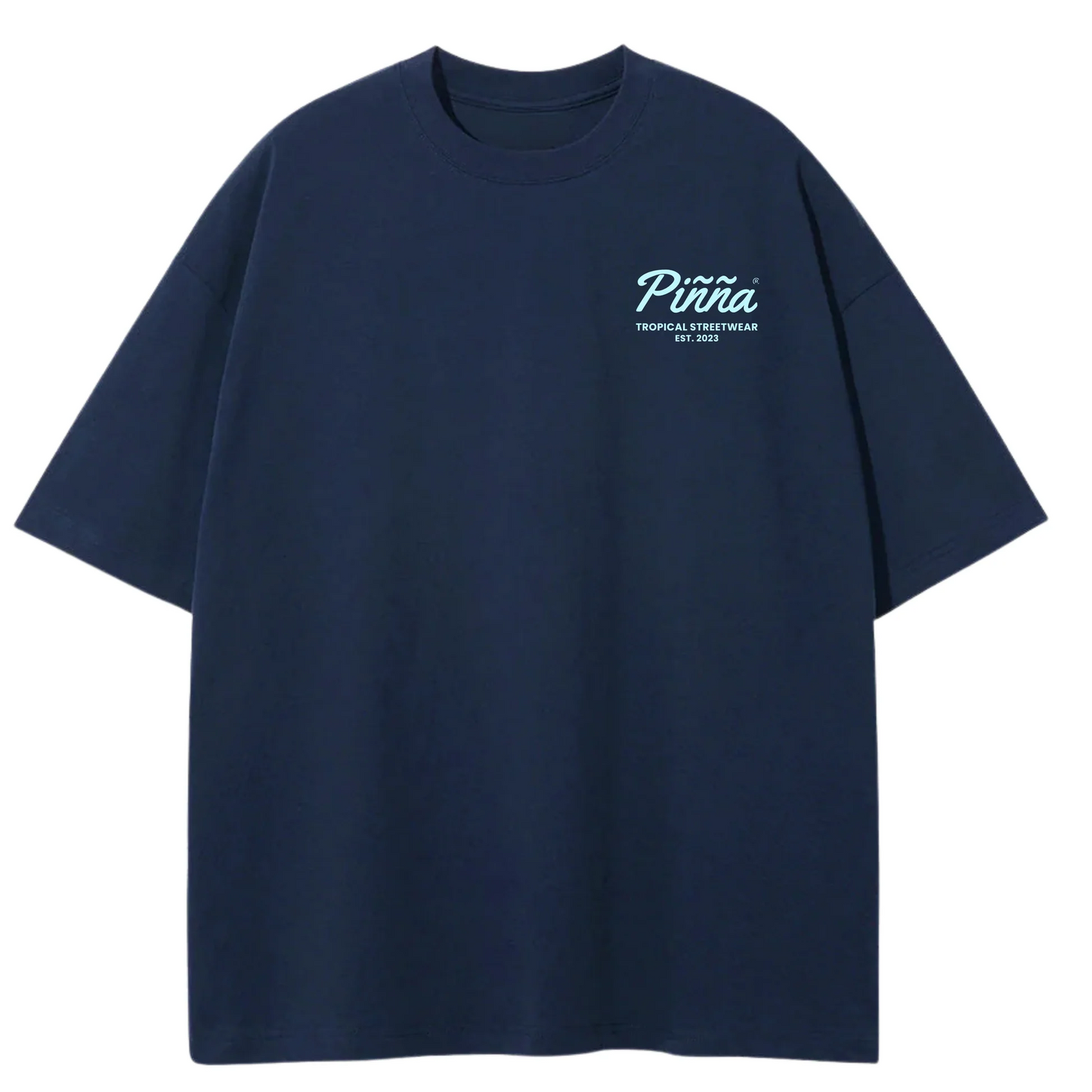 Camiseta Oversize Flor de BCN – Algodón Orgánico Azul Marino