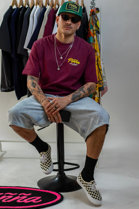 Camiseta Oversize Thai Tiger – Algodón Orgánico Burdeos