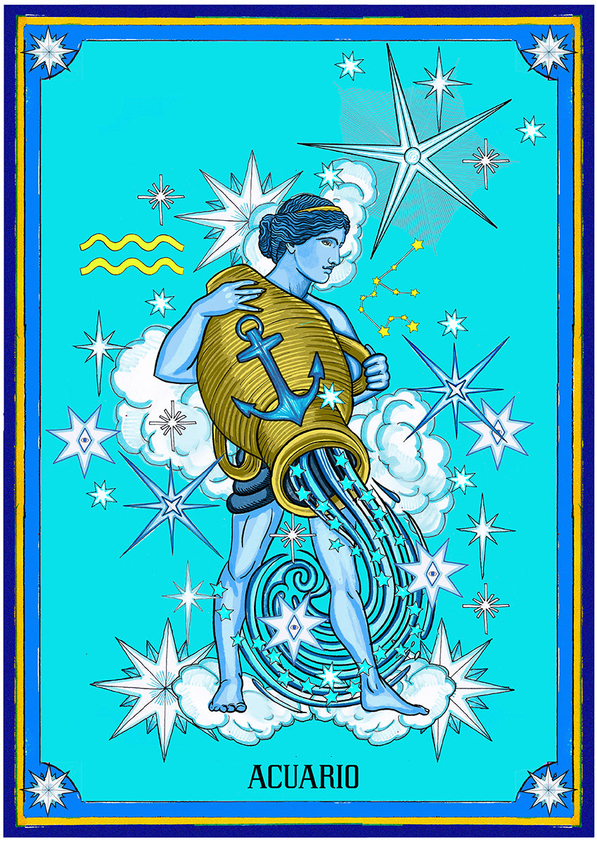 Lámina Horóscopo Grecolatino: Acuario – El Dios de los Tres