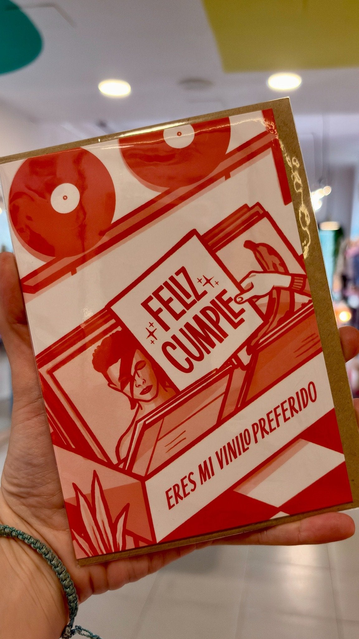 Tarjeta “Feliz cumple, eres mi vinilo preferido” – inspiración Bowie