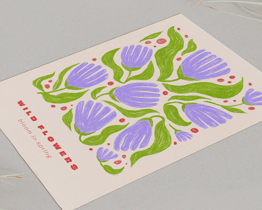 Lámina Wild Flowers Purple tamaño a3
