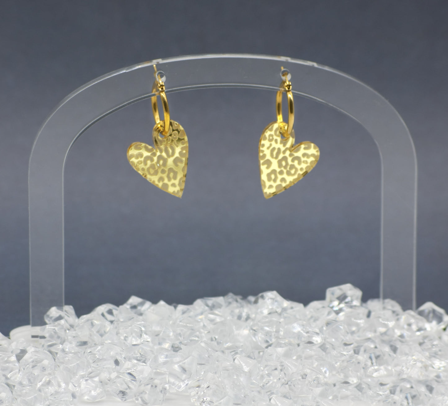 Pendientes Corazón Animal Print Dorado