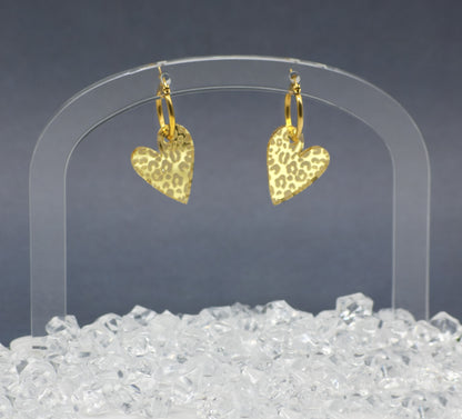 Pendientes Corazón Animal Print Dorado