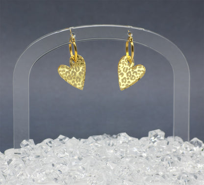 Pendientes Corazón Animal Print Dorado