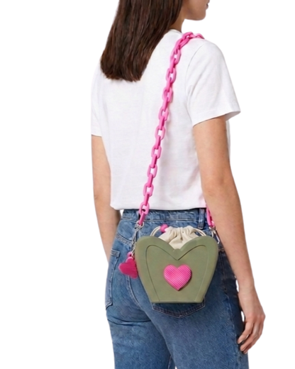 Bolso Corazón Contemporáneo - Cartera Rígida Sostenible con Cadena