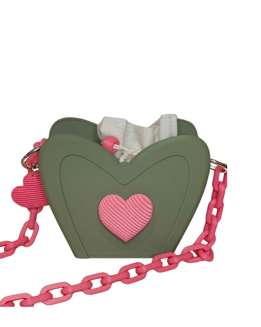 Bolso Corazón Contemporáneo - Cartera Rígida Sostenible con Cadena