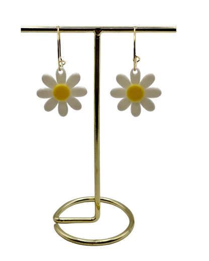 Pendientes Margarita - Aros de Acero Inoxidable y Material Eco