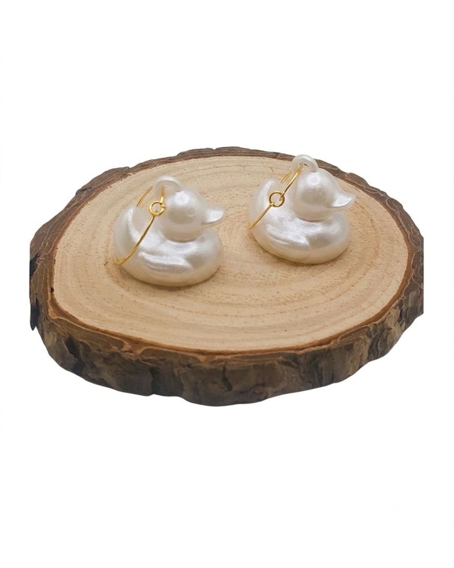 Pendientes Patito - Aros de Acero Inoxidable y Material Eco