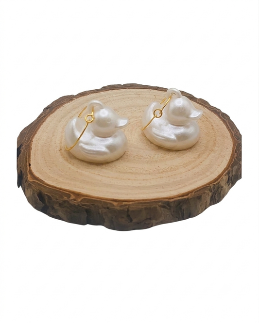 Pendientes Patito - Aros de Acero Inoxidable y Material Eco