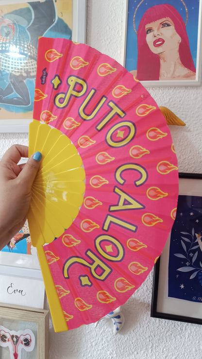 Abanico Ilustrado "P*to Calor" – Color Rosa y Amarillo