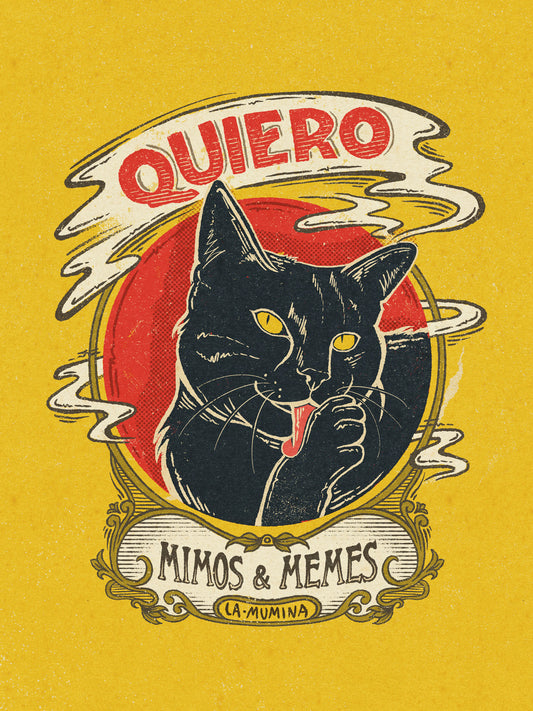 Lámina "Mimos y Memes" - Gato Negro Humor Vintage