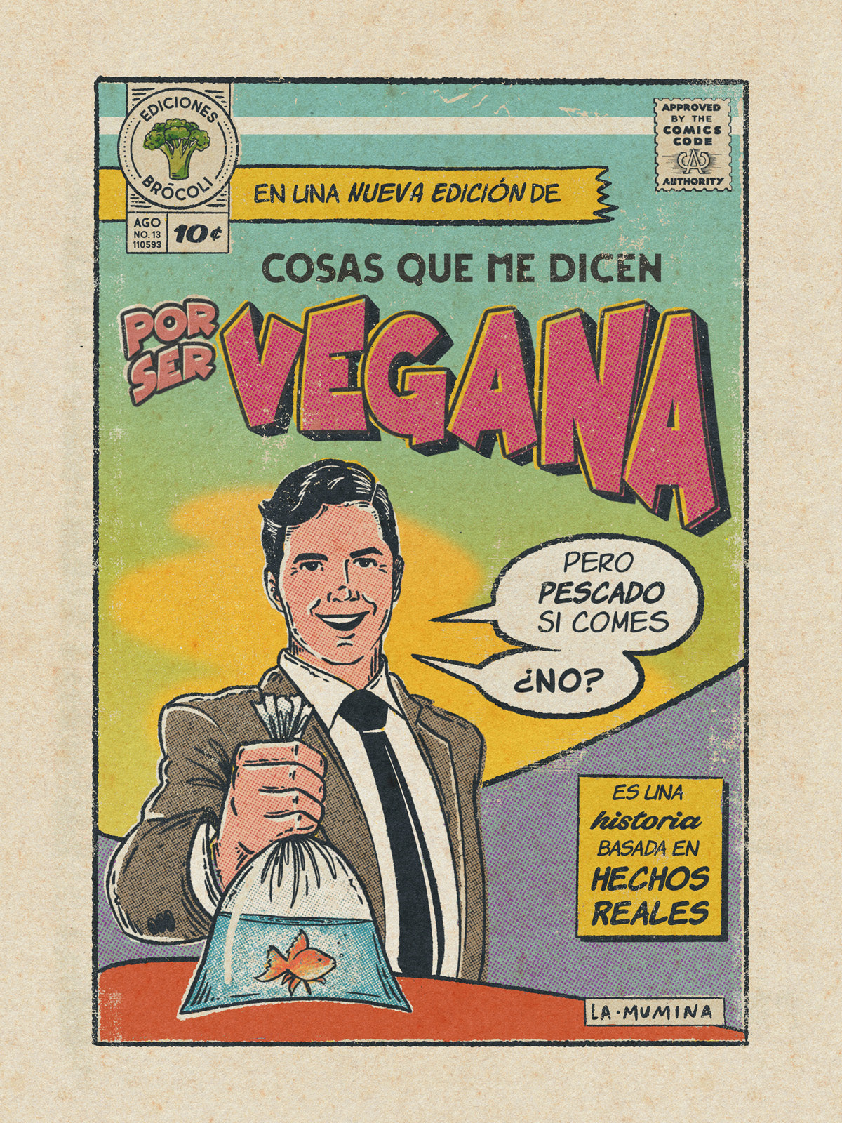 Lámina "Vegana" - Cómic Retro Humor Vegano