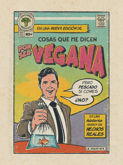 Lámina "Vegana" - Cómic Retro Humor Vegano