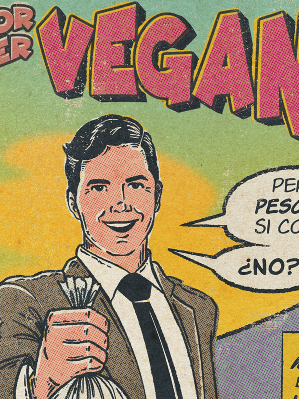 Lámina "Vegana" - Cómic Retro Humor Vegano
