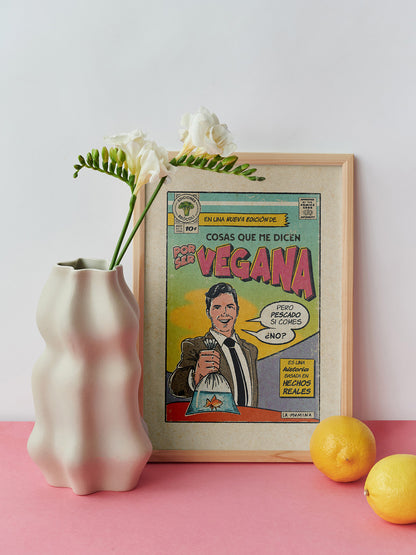 Lámina "Vegana" - Cómic Retro Humor Vegano