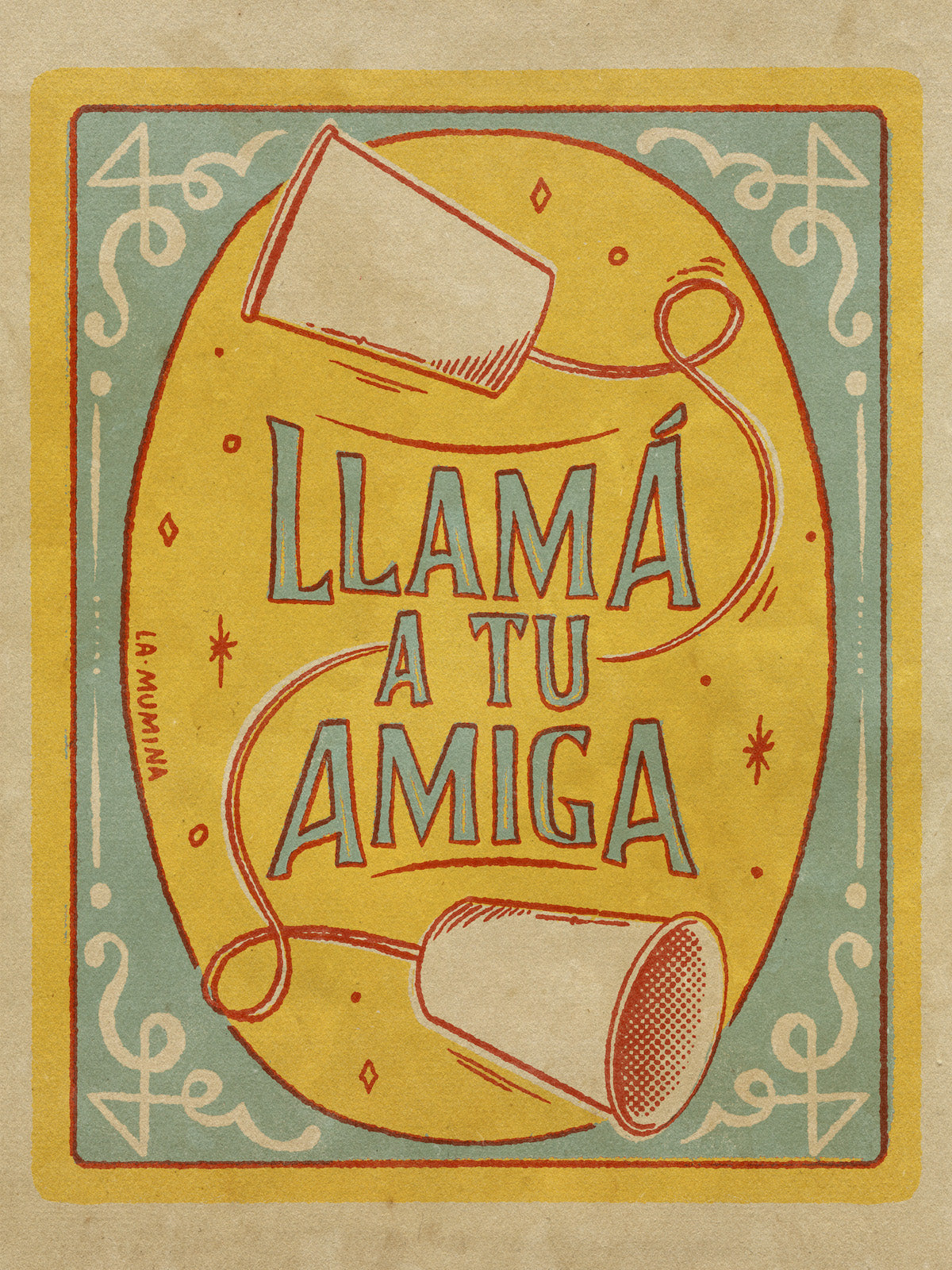 Lámina "Llama a tu Amiga" - Amistad Mensaje Tierno