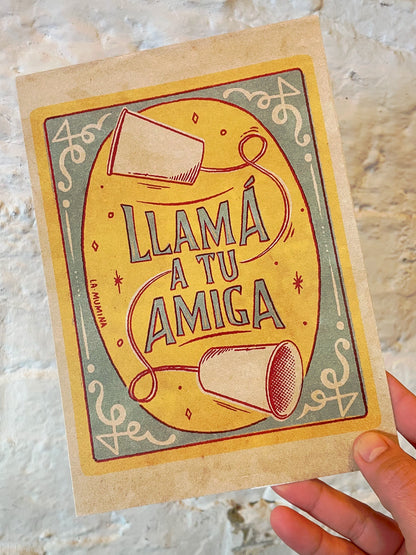 Lámina "Llama a tu Amiga" - Amistad Mensaje Tierno