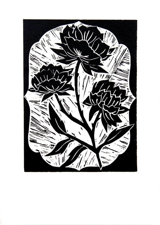 Estampa Original A4 - Black Flowers I