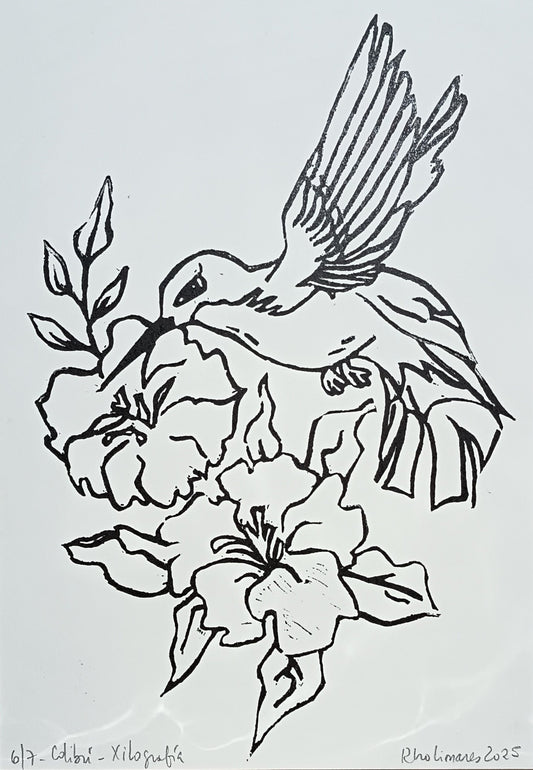 Estampa Original A4 - Colibrí B&N
