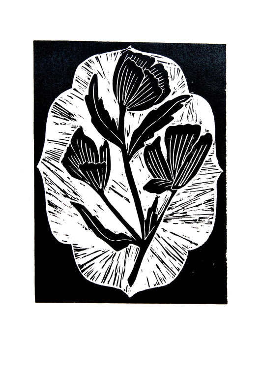 Estampa Original A4 - Black Flowers III