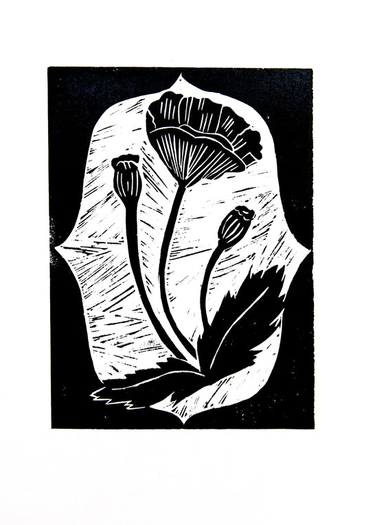 Estampa Original A4 - Black Flowers IV
