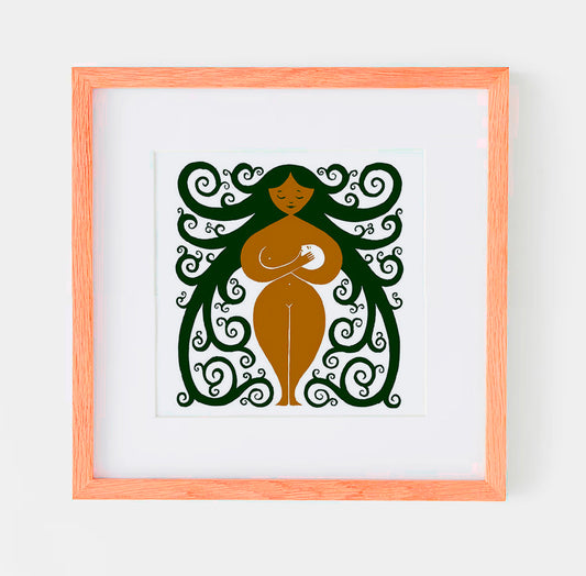 PRINT 30x30 Mujer con Pelo Vegetal con su Bebé