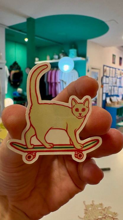 Sticker / Pegatina Gato patinando en skate
