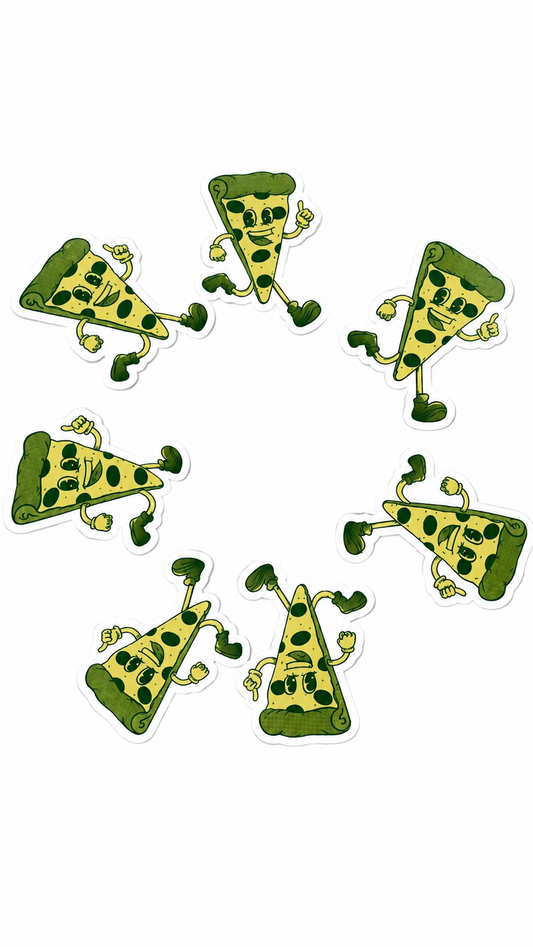 Sticker / Pegatina Pizza sonriendo en verde