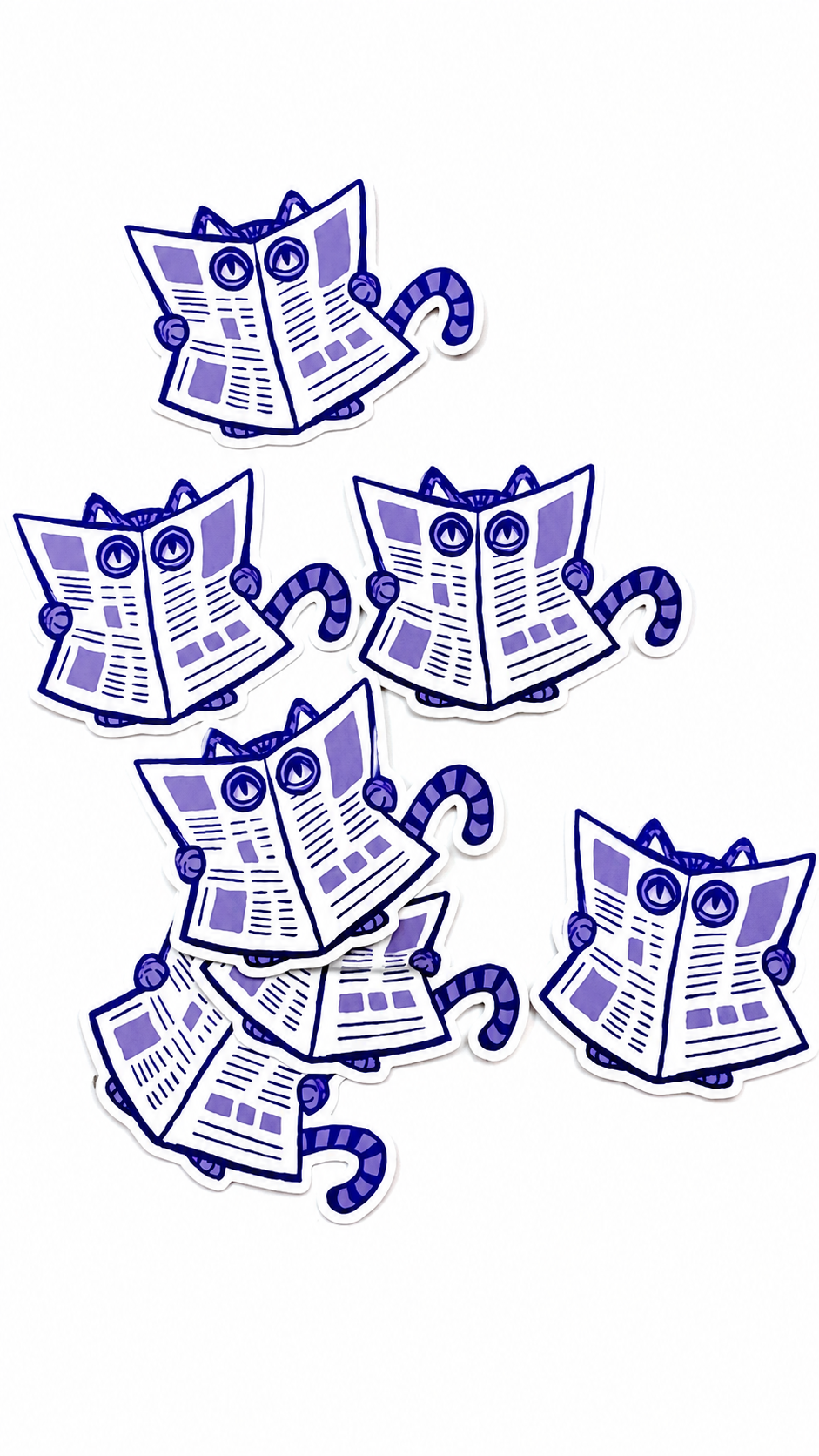 Pegatina Gato del Barrio Leyendo Periódico
