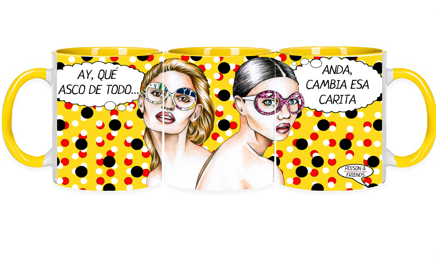 Taza Cambia esa Carita – Cerámica Ilustrada | Poc a Poc