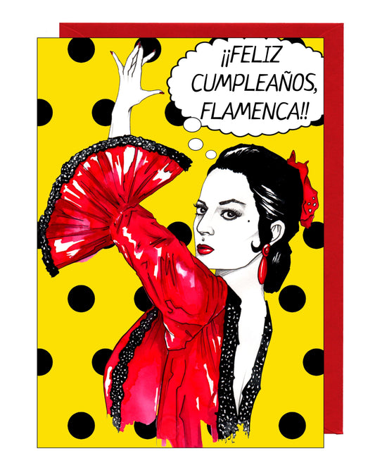 Tarjeta “Feliz cumpleaños flamenca” A5